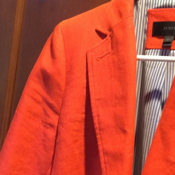 J crew linen blazer bright orange Kentucky derby equestrian horse cowgirl festiv - Picture 2 of 12